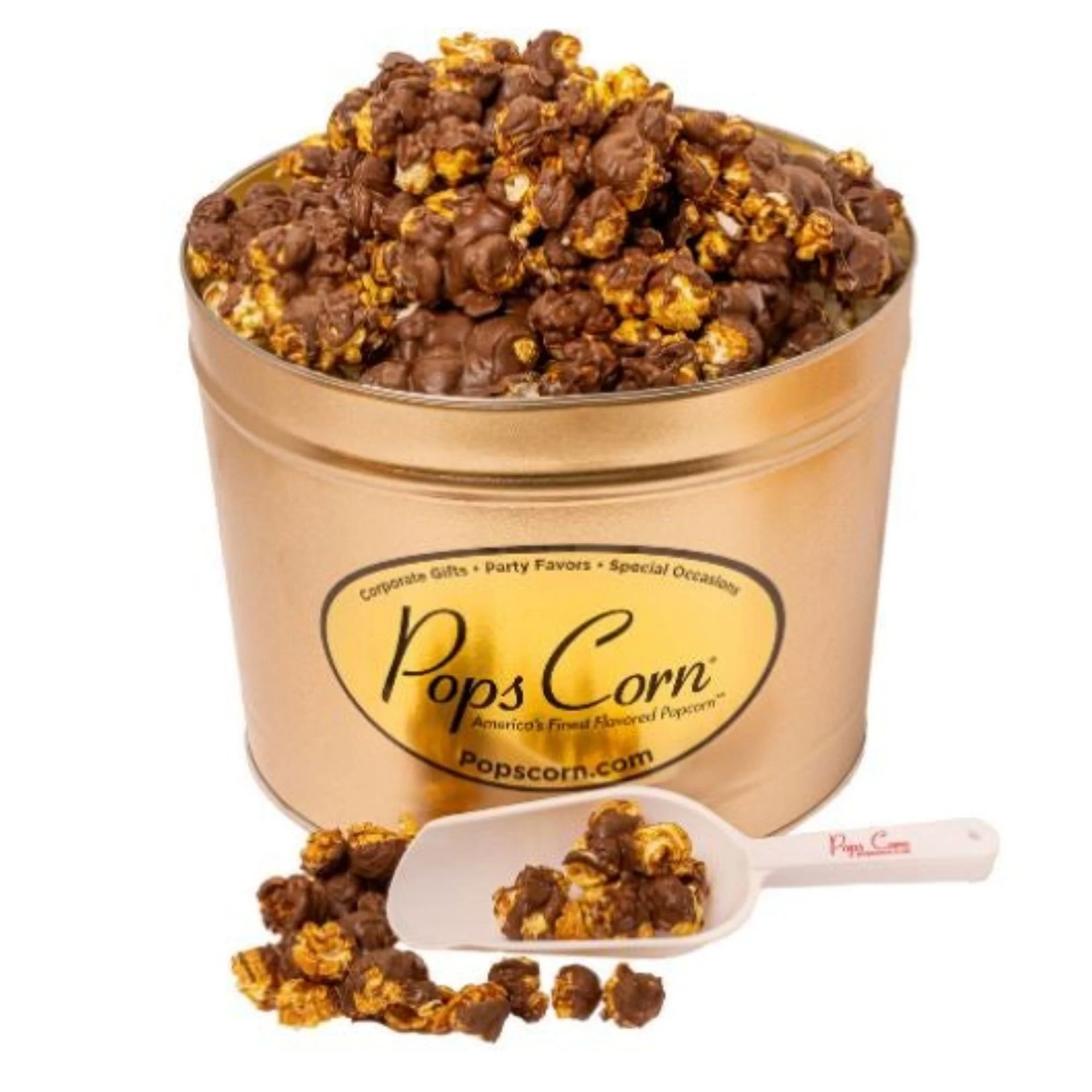 2 Gallon Gold Popcorn Tin – All Chocolate Caramel | Gourmet Gift Tin | Free Shipping | Pops Corn® - Image 9