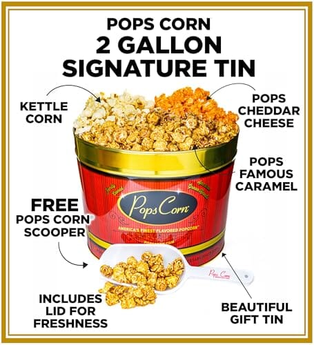 2 Gallon Pops Signature Gourmet Popcorn Tin | Holiday & Corporate Popcorn Gift | Pops Corn - Image 3