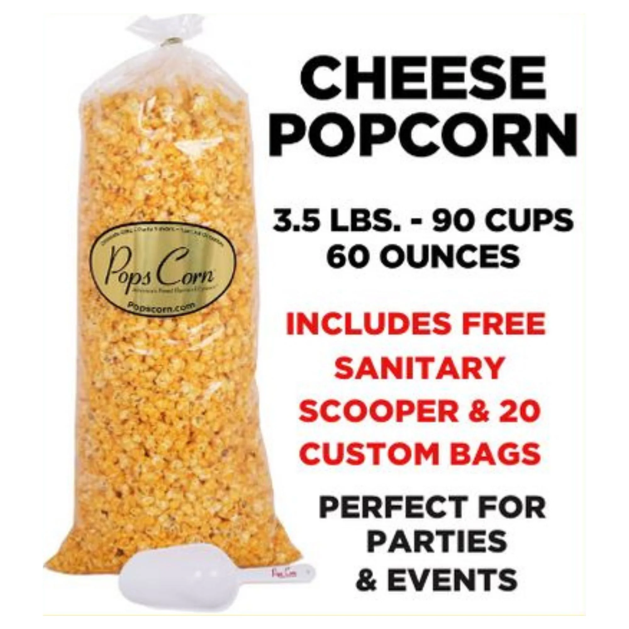 Cheddar Cheese Popcorn – Bulk 3.5 lb (60 oz) Bag | Gourmet Party Popcorn | Pops Corn® - Image 8
