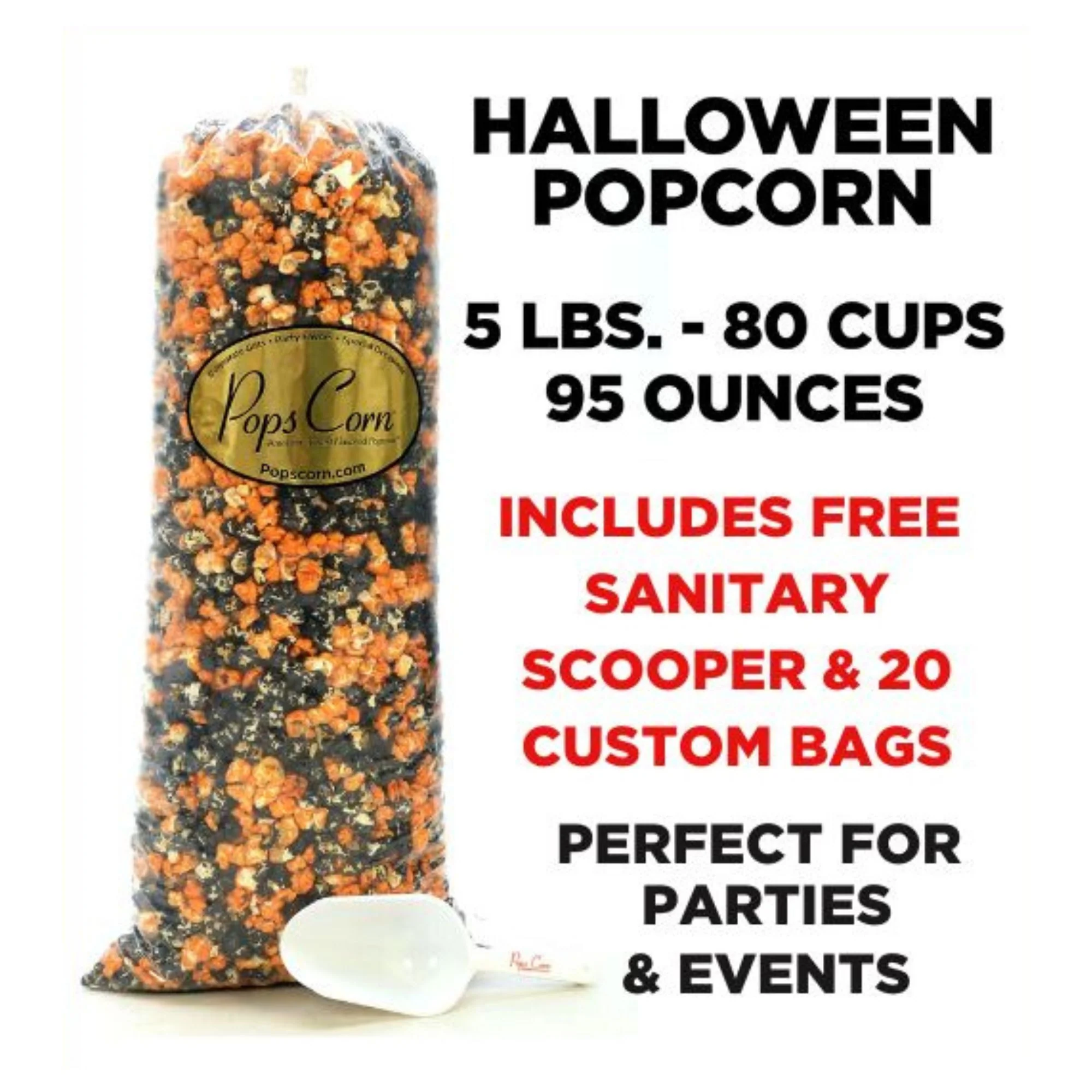 Black & Orange Caramel Popcorn – Bulk 5 lb (95 oz) Bag | Gourmet Halloween Popcorn | Pops Corn® - Image 11