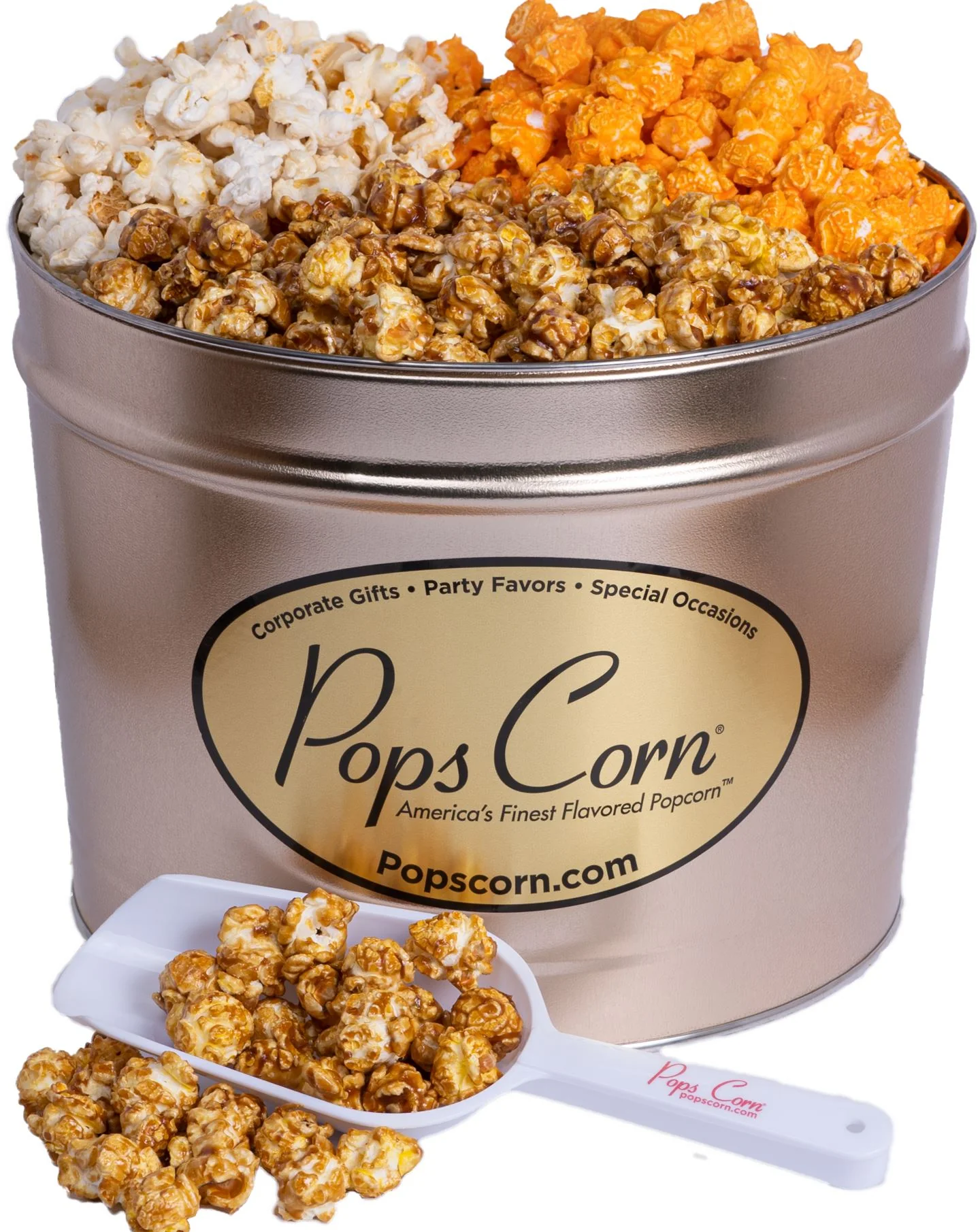 2 Gallon Gold Gourmet Popcorn Tin | Holiday & Corporate Popcorn Gift | Pops Corn - Image 3