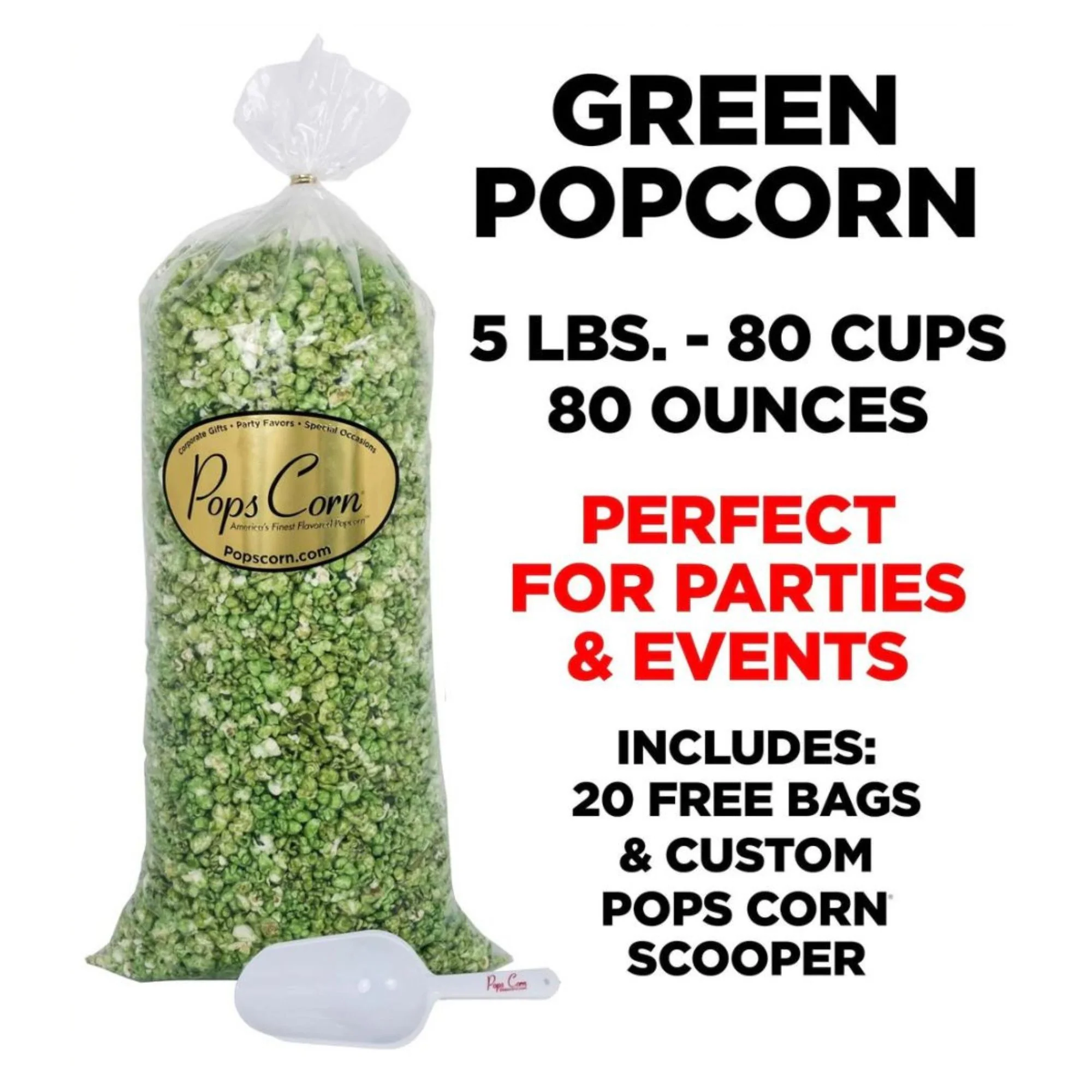 Bulk Green Popcorn – 5 lb (95 oz) Bag | Caramel or Apple Flavor | Gourmet Party Popcorn | Pops Corn® - Image 10