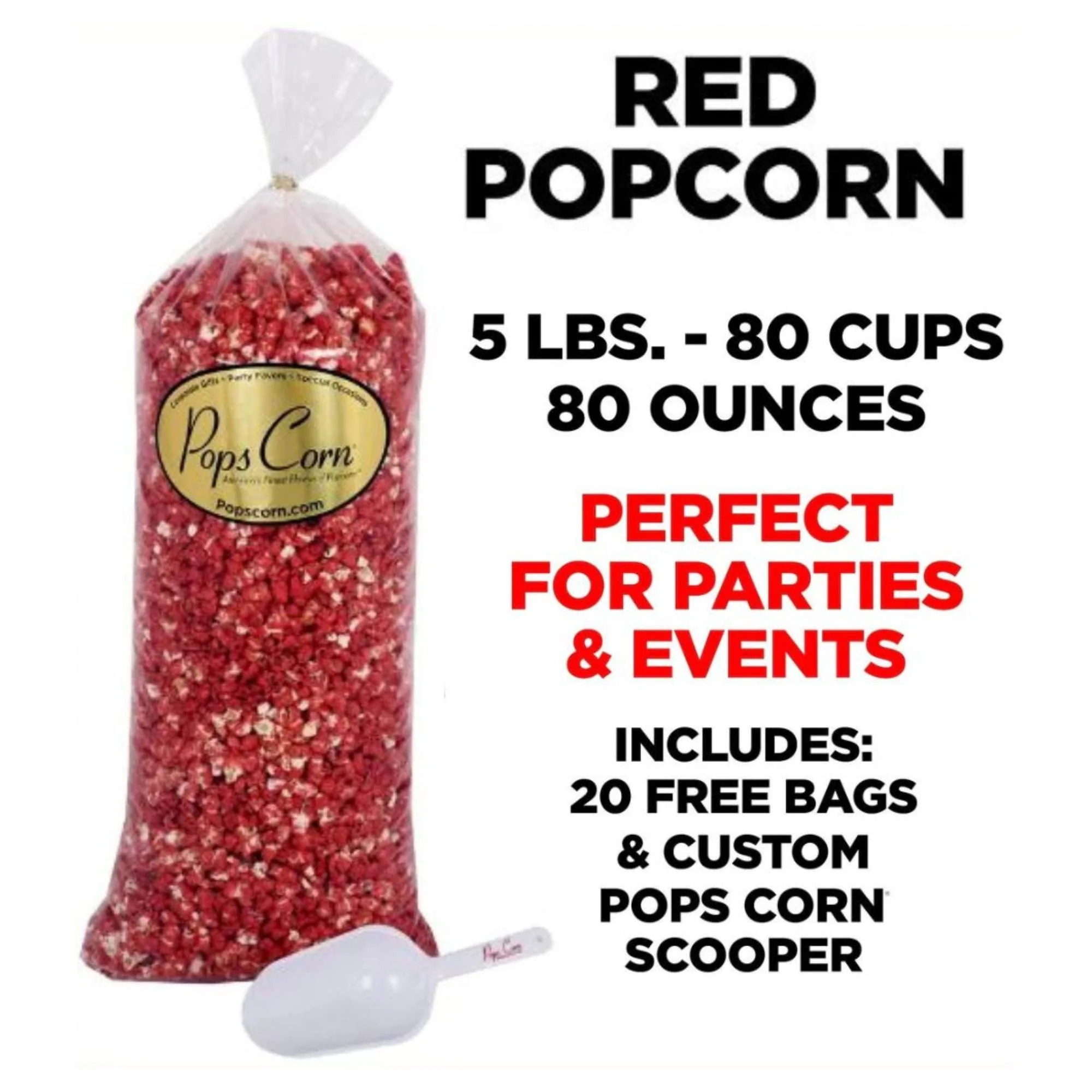 Bulk Red Popcorn – 5 lb (95 oz) Bag | Caramel or Strawberry Flavor | Gourmet Party Popcorn | Pops Corn® - Image 10